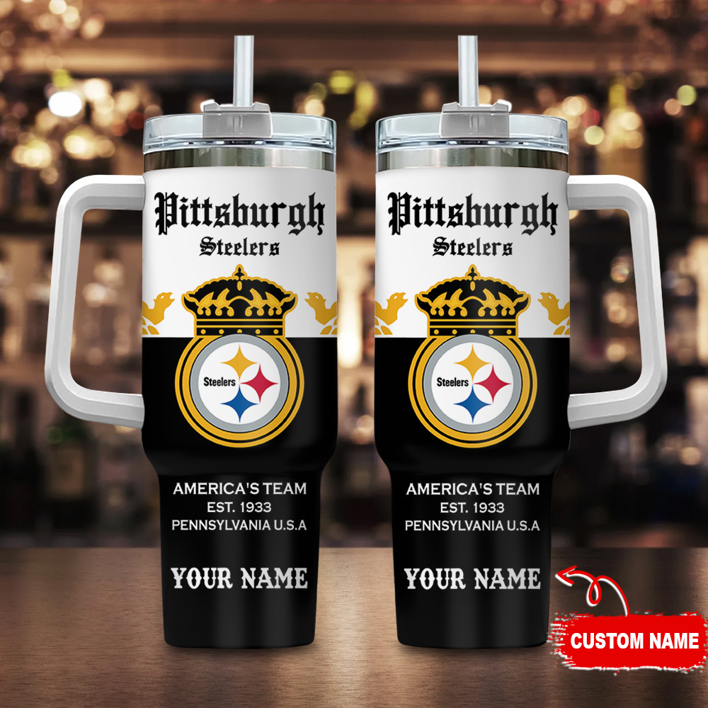 Customizable Pittsburgh Football Tumbler with Handle - Show Your Team Spirit!