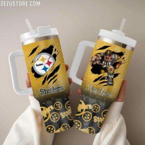 Personalized Steelers Tumbler - Custom Name & Team Design, 40oz Insulated Mug