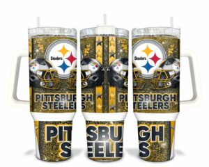 Pittsburgh Steelers Glitter Tumbler - NFL Fan Gift with Handle & Straw