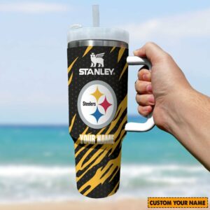 Custom Steelers Tumbler with Handle - Personalized Insulated Mug for Fans