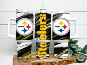 Steelers Fan Tumbler with Handle - Insulated Travel Mug for Hot & Cold Drinks