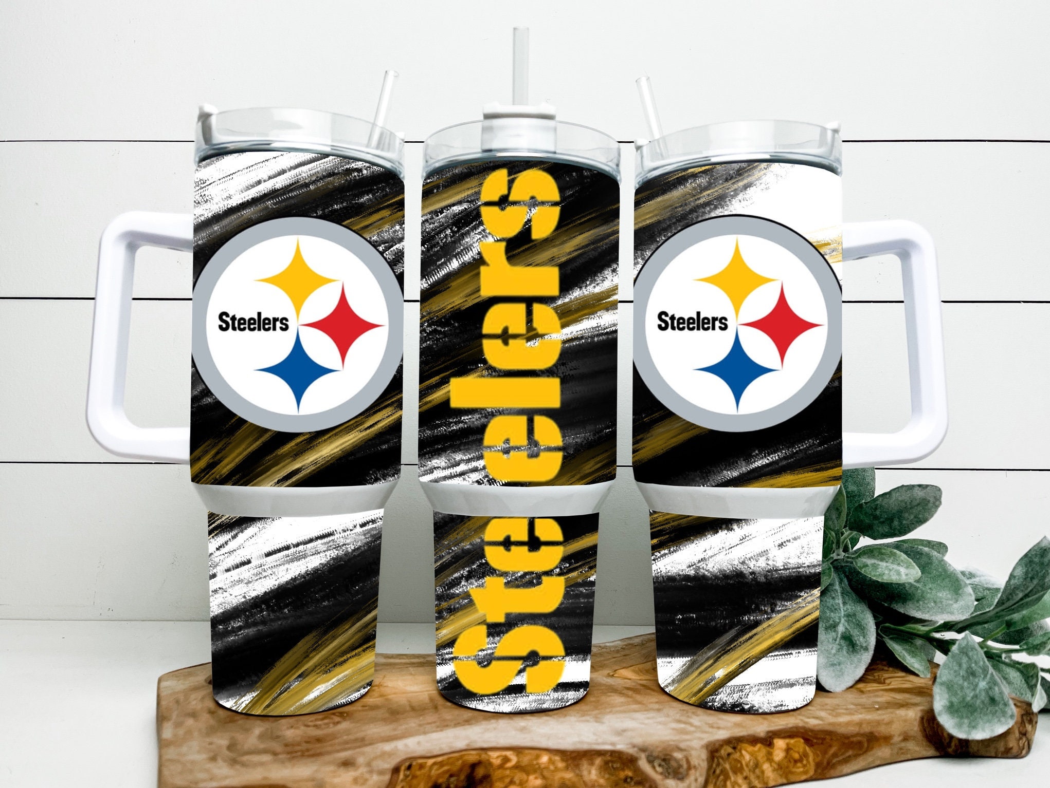 Steelers Fan Tumbler with Handle - Insulated Travel Mug for Hot & Cold Drinks