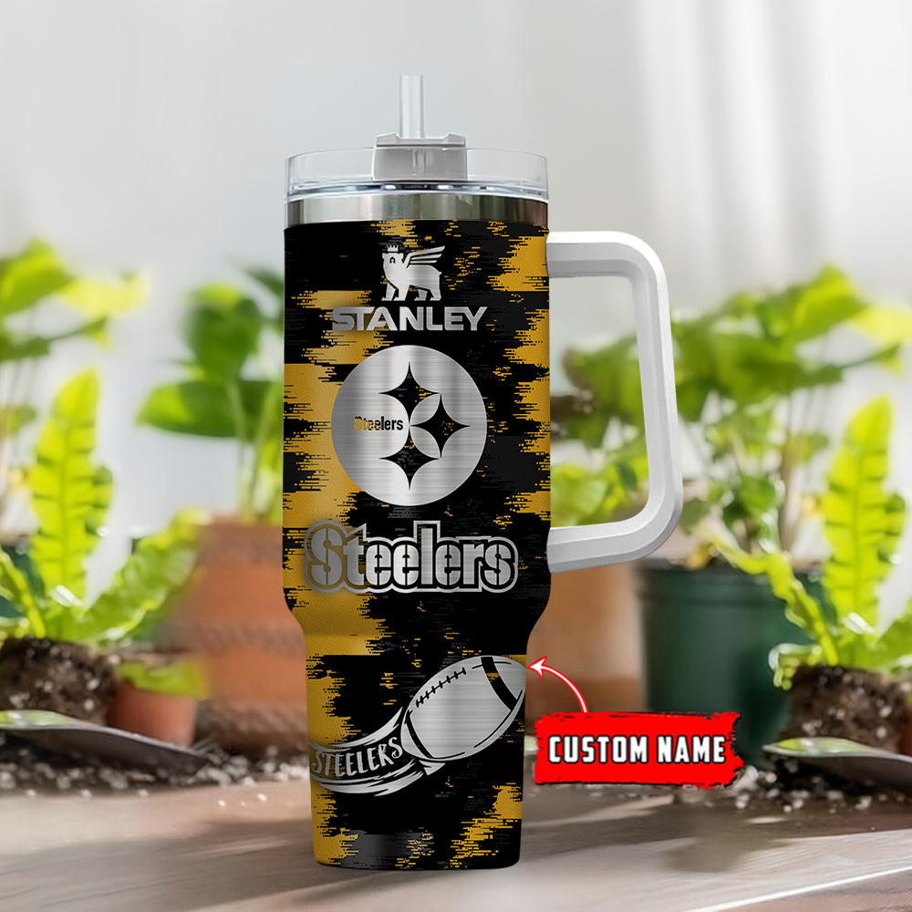 Custom Pittsburgh Steelers Tumbler with Handle - Personalized NFL Fan Gift - Image 2