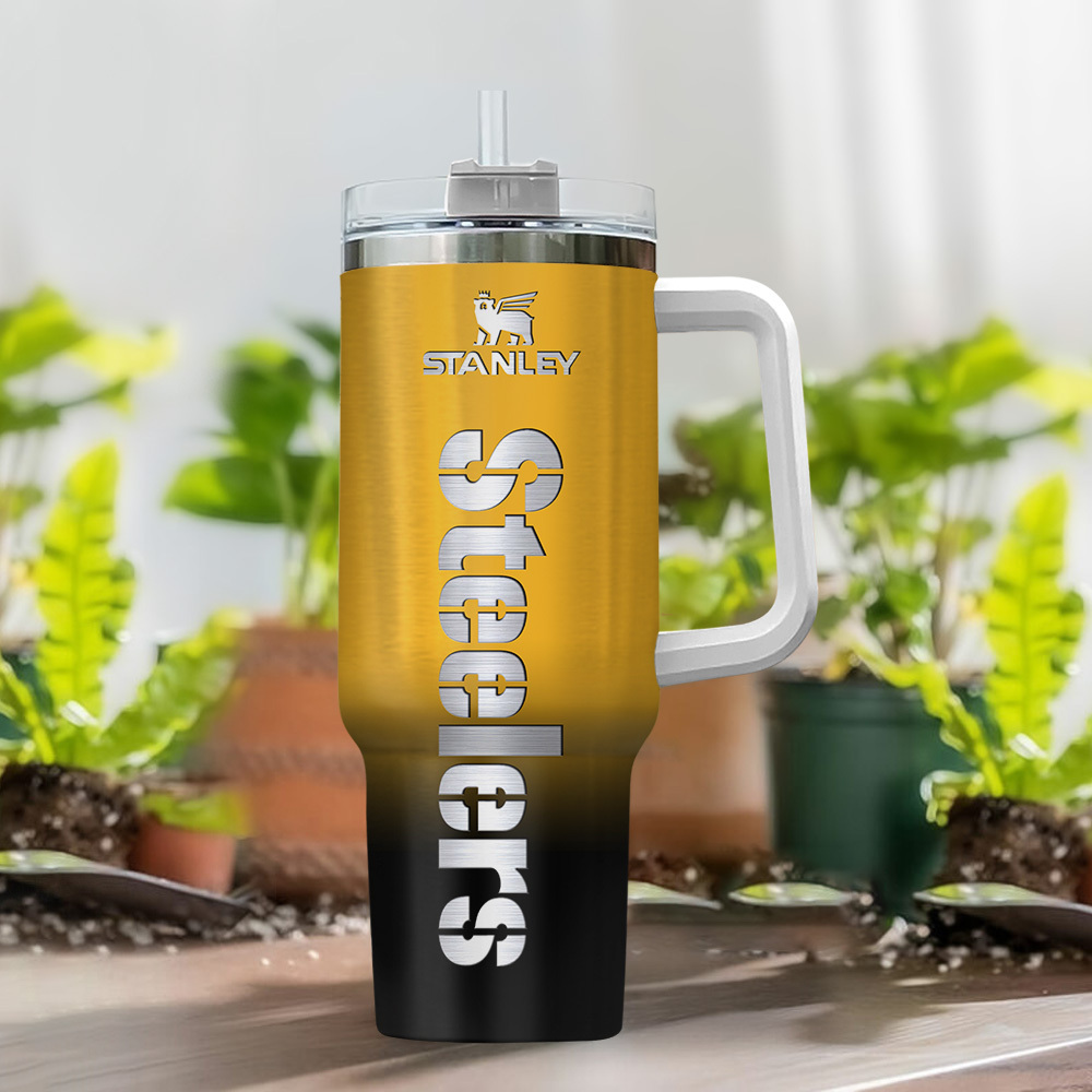 Custom Steelers Tumbler with Handle - Personalized Stanley Cup - Image 2