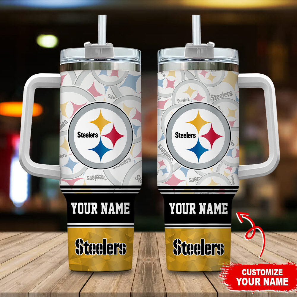 Customizable Steelers Tumbler with Handle - Personalize Your Drinkware