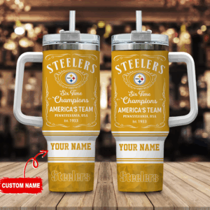 Custom Name Steel Tumbler - Celebrate Six-Time Champs with America's Team Design