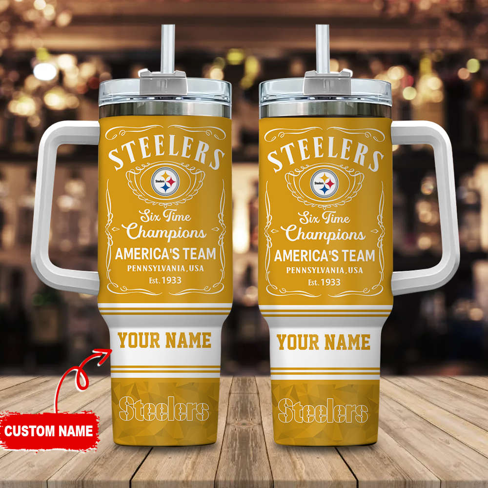 Custom Name Steel Tumbler - Celebrate Six-Time Champs with America's Team Design