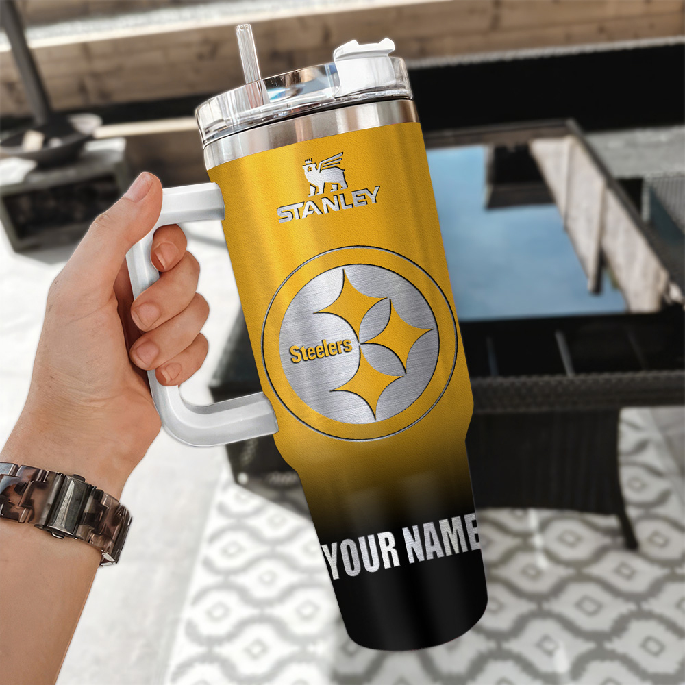 Custom Steelers Tumbler with Handle - Personalized Stanley Cup - Image 3