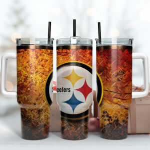 Stainless Steel Vacuum Insulated Tumbler with Handle - Rust Textured Team Logo Design