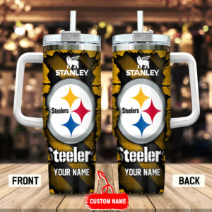 Custom Name Steelers Insulated Tumbler with Handle - Perfect Gift for Fans