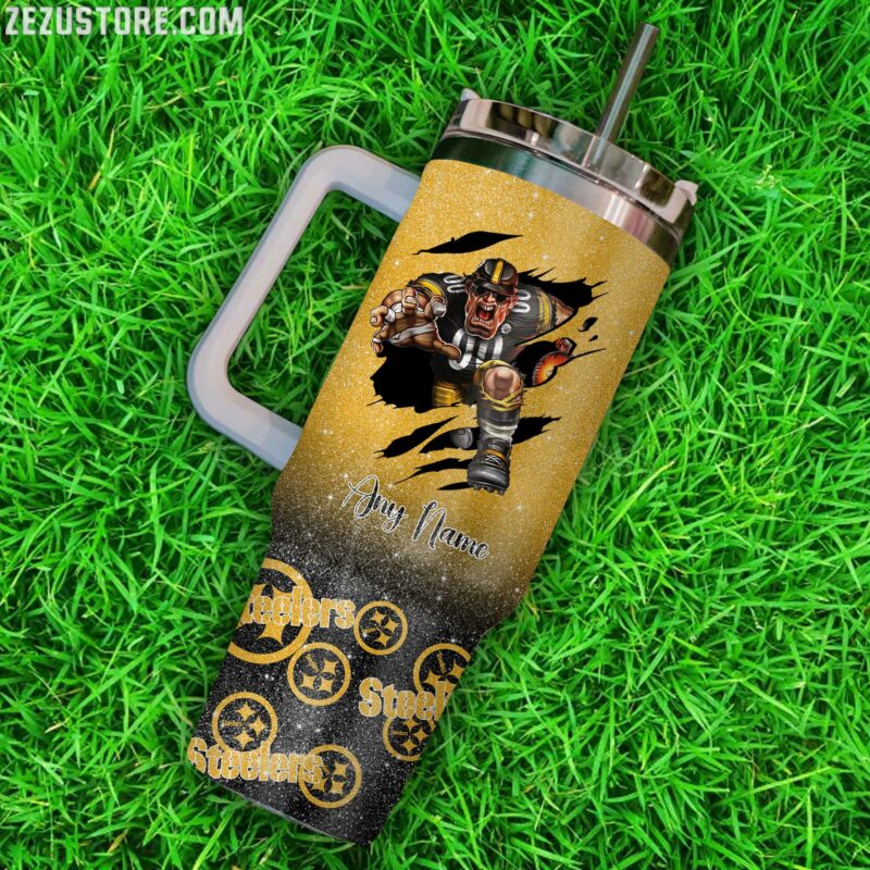 Personalized Steelers Tumbler - Custom Name & Team Design, 40oz Insulated Mug - Image 3