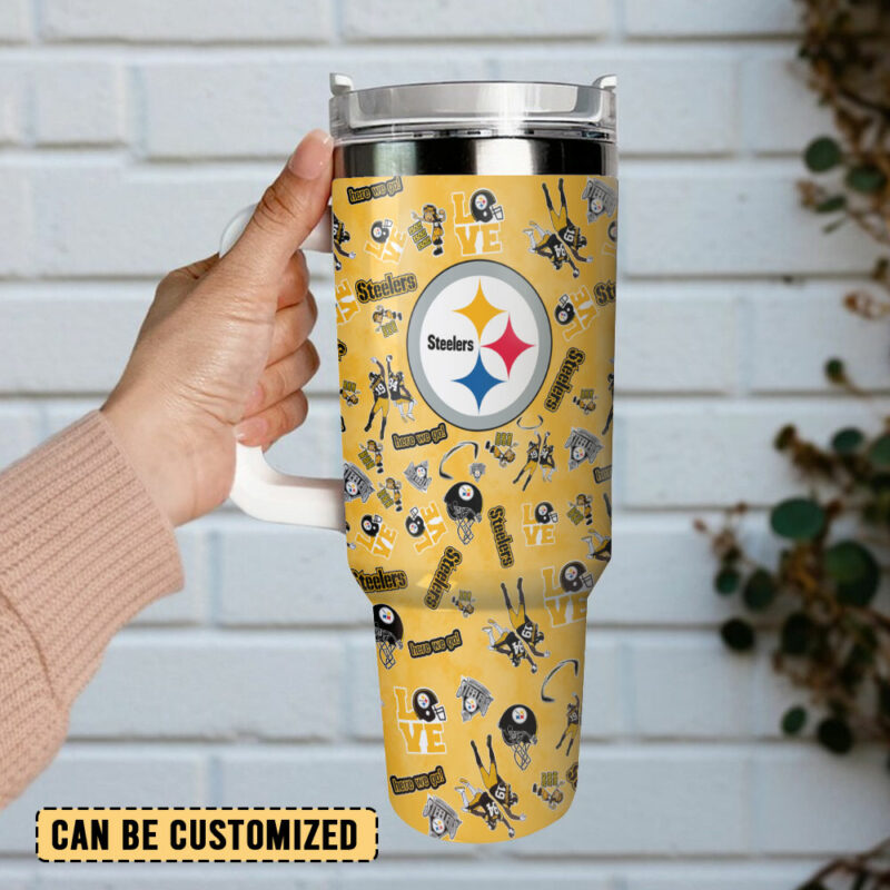Pittsburgh Steelers NFL Custom Stanley Quencher 40oz Stainless Steel Tumbler With Handle - Threewoofs - Image 3