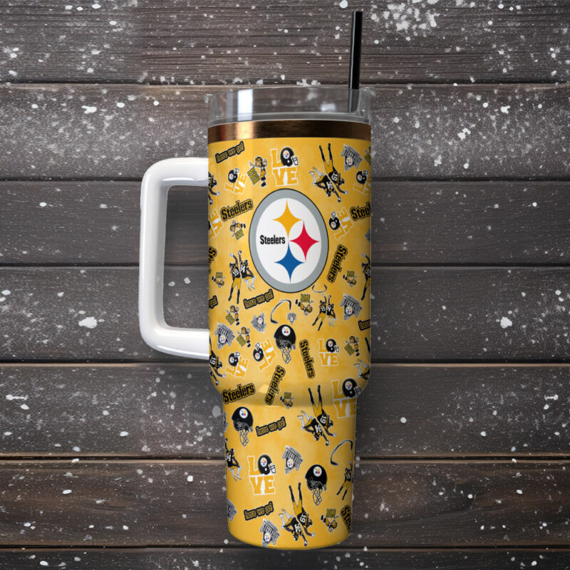 Pittsburgh Steelers NFL Custom Stanley Quencher 40oz Stainless Steel Tumbler With Handle - Threewoofs - Image 2