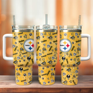Pittsburgh Steelers NFL Custom Stanley Quencher 40oz Stainless Steel Tumbler With Handle - Threewoofs