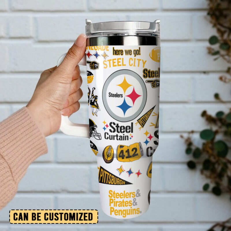 Pittsburgh Steelers NFL Custom Stanley Quencher 40oz Stainless Steel Tumbler With Handle - Threewoofs - Image 3
