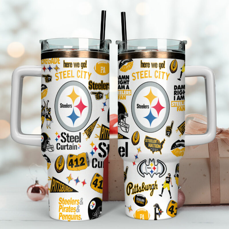 Pittsburgh Steelers NFL Custom Stanley Quencher 40oz Stainless Steel Tumbler With Handle - Threewoofs - Image 4