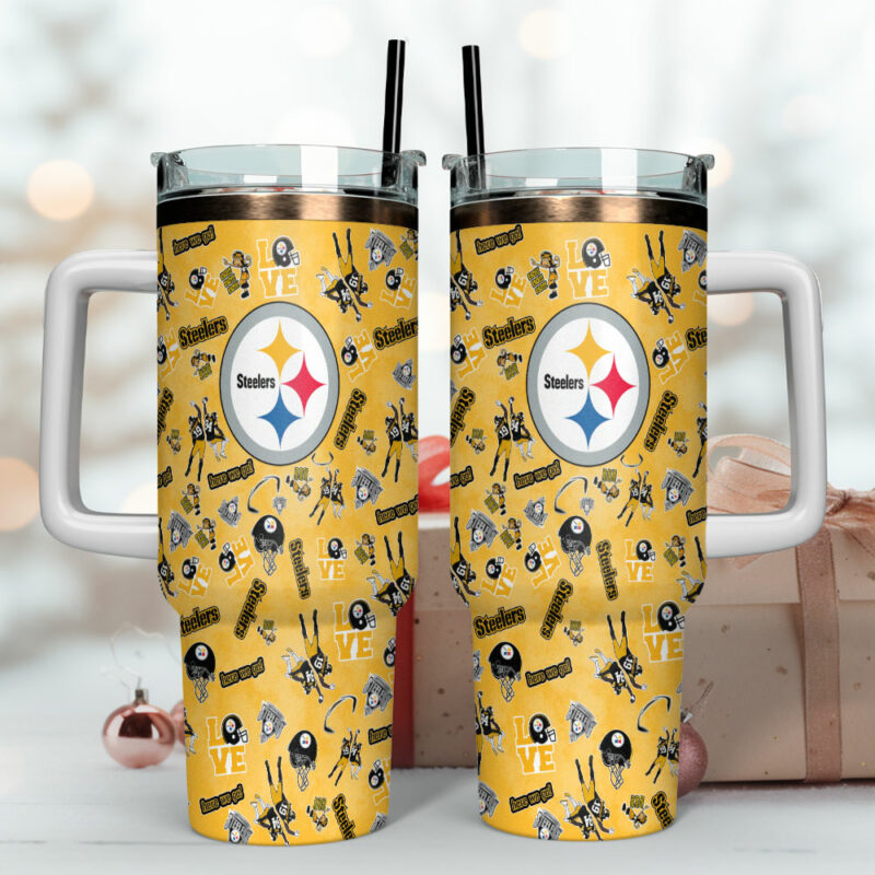 Pittsburgh Steelers NFL Custom Stanley Quencher 40oz Stainless Steel Tumbler With Handle - Threewoofs - Image 4