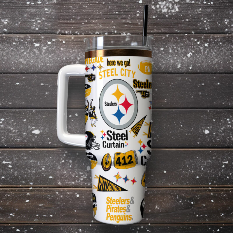 Pittsburgh Steelers NFL Custom Stanley Quencher 40oz Stainless Steel Tumbler With Handle - Threewoofs - Image 2