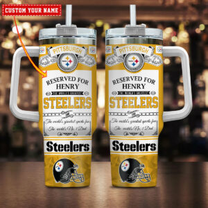 Customizable Steelers Fan Mug with Straw - Perfect Gift for Sports Enthusiasts