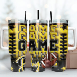 Game Day Football Tumbler with Handle - Insulated Drinkware for Sports Lovers