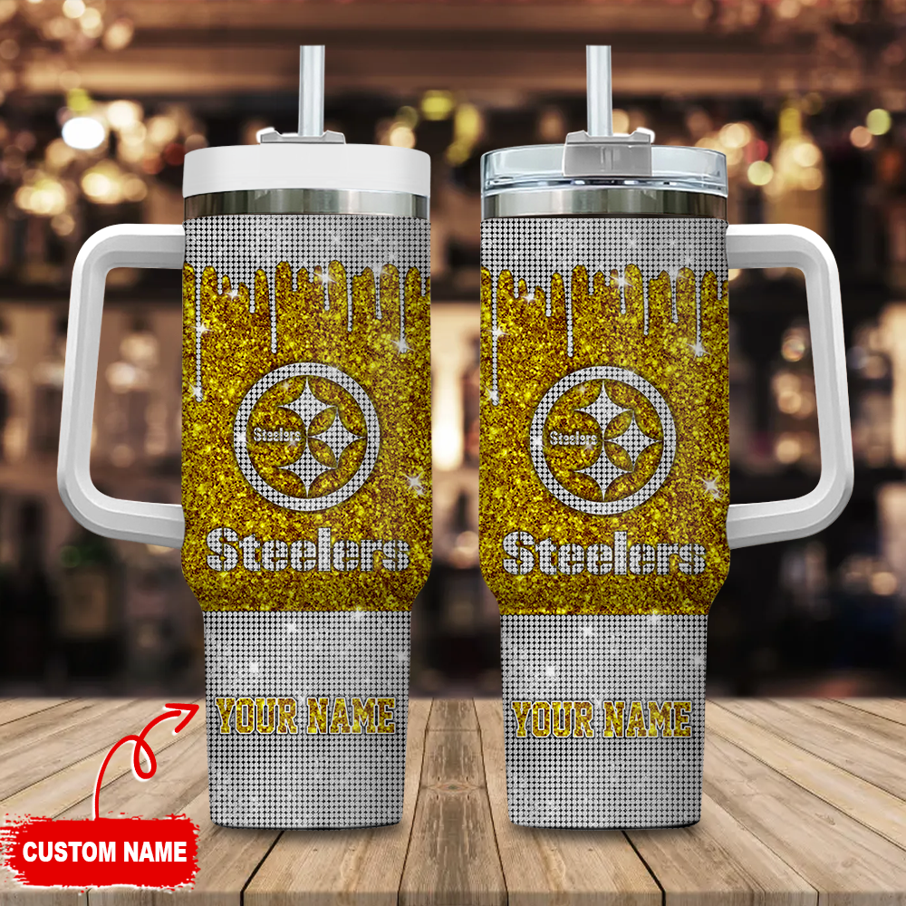 Custom Glitter Tumbler with Handle & Straw - Personalized Name & Team Design