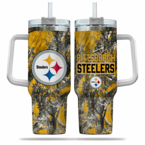 Pittsburgh Steelers Camo Travel Mug - Keep Drinks Hot or Cold, Perfect for Fans