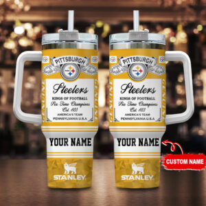 Custom Pittsburgh Football Team Tumbler Mug with Handle - Personalized Gift