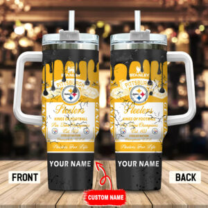Custom Name Pittsburgh Football Team Tumbler - Perfect Gift for Fans
