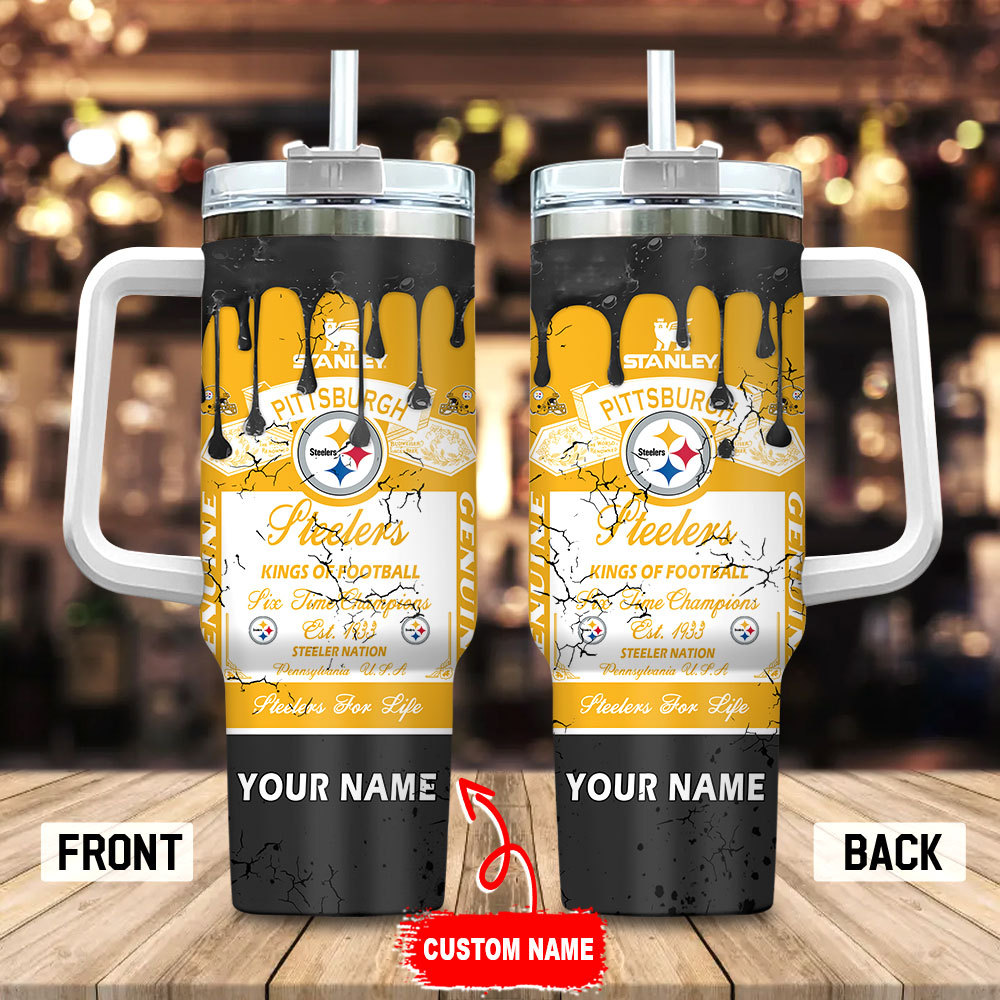 Custom Name Pittsburgh Football Team Tumbler - Perfect Gift for Fans