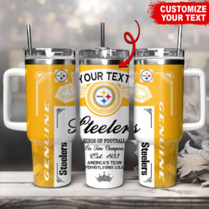 Personalized Steel Team Travel Mug - Custom Text, Perfect Gift for Football Fans