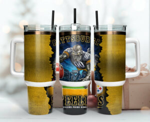 Steelers Fan Tumbler with Handle - Durable, Insulated, Perfect Gift for NFL Enthusiasts
