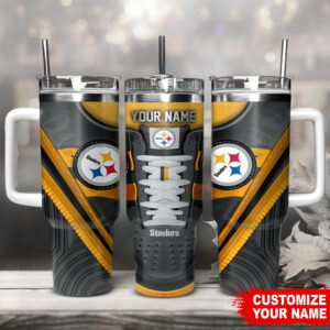 Personalized Steelers Tumbler with Straw - Custom Name & Team Design