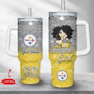 Pittsburgh Steelers NFL Sports Custom Stanley Quencher 40oz Stainless Steel Tumbler With Handle - Threewoofs