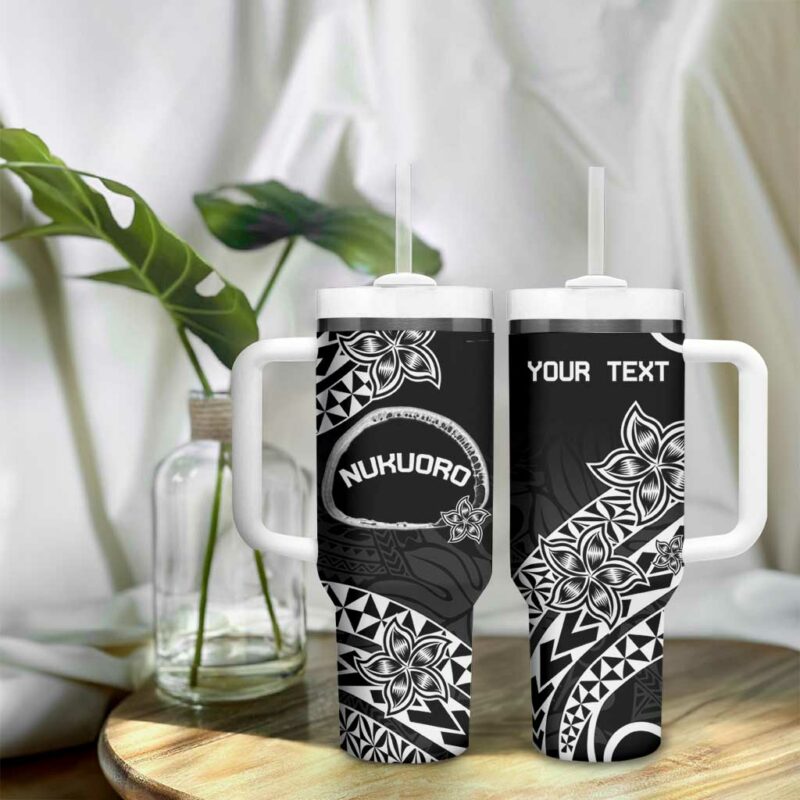 Pohnpei Nukuoro Micronesia Polynesian Tattoo Curves Black Custom Stanley Quencher 40oz Stainless Steel Tumbler With Handle - Threewoofs - Image 9