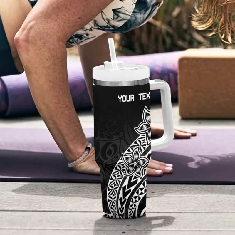 Pohnpei Nukuoro Micronesia Polynesian Tattoo Curves Black Custom Stanley Quencher 40oz Stainless Steel Tumbler With Handle - Threewoofs - Image 6