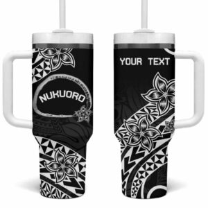 Pohnpei Nukuoro Micronesia Polynesian Tattoo Curves Black Custom Stanley Quencher 40oz Stainless Steel Tumbler With Handle - Threewoofs