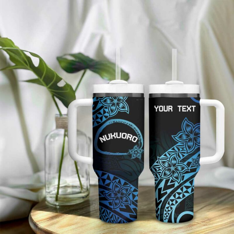 Pohnpei Nukuoro Micronesia Polynesian Tattoo Curves Blue Custom Stanley Quencher 40oz Stainless Steel Tumbler With Handle - Threewoofs - Image 9