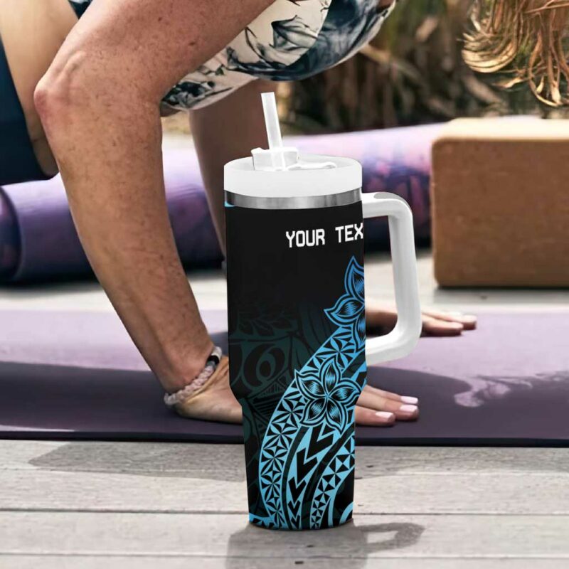 Pohnpei Nukuoro Micronesia Polynesian Tattoo Curves Blue Custom Stanley Quencher 40oz Stainless Steel Tumbler With Handle - Threewoofs - Image 6