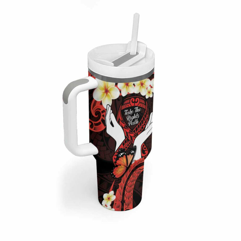 Polynesia AIDS Awareness Month Take The Rights Path Polynesian Custom Stanley Quencher 40oz Stainless Steel Tumbler With Handle - Threewoofs - Image 2