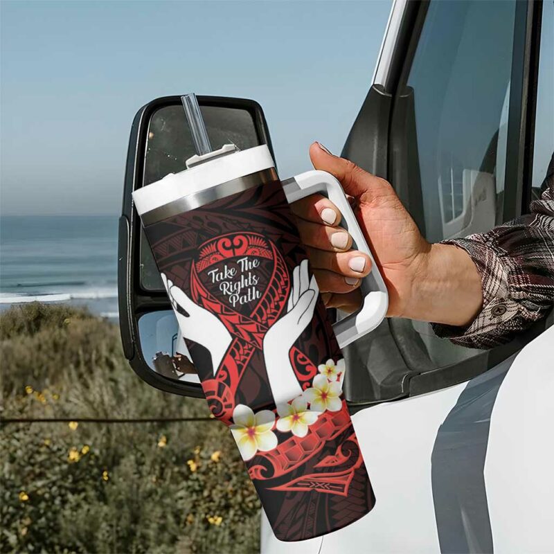 Polynesia AIDS Awareness Month Take The Rights Path Polynesian Custom Stanley Quencher 40oz Stainless Steel Tumbler With Handle - Threewoofs - Image 7
