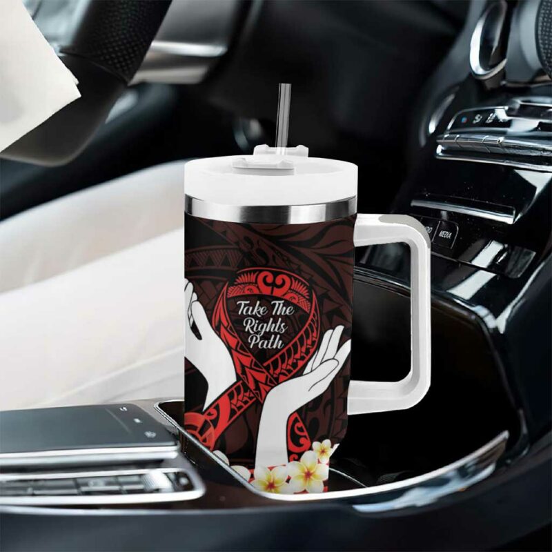 Polynesia AIDS Awareness Month Take The Rights Path Polynesian Custom Stanley Quencher 40oz Stainless Steel Tumbler With Handle - Threewoofs - Image 8