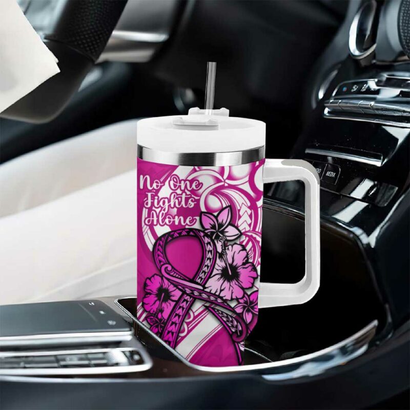 Polynesia Breast Cancer Awareness Custom Stanley Quencher 40oz Stainless Steel Tumbler With Handle - Threewoofs - Image 8