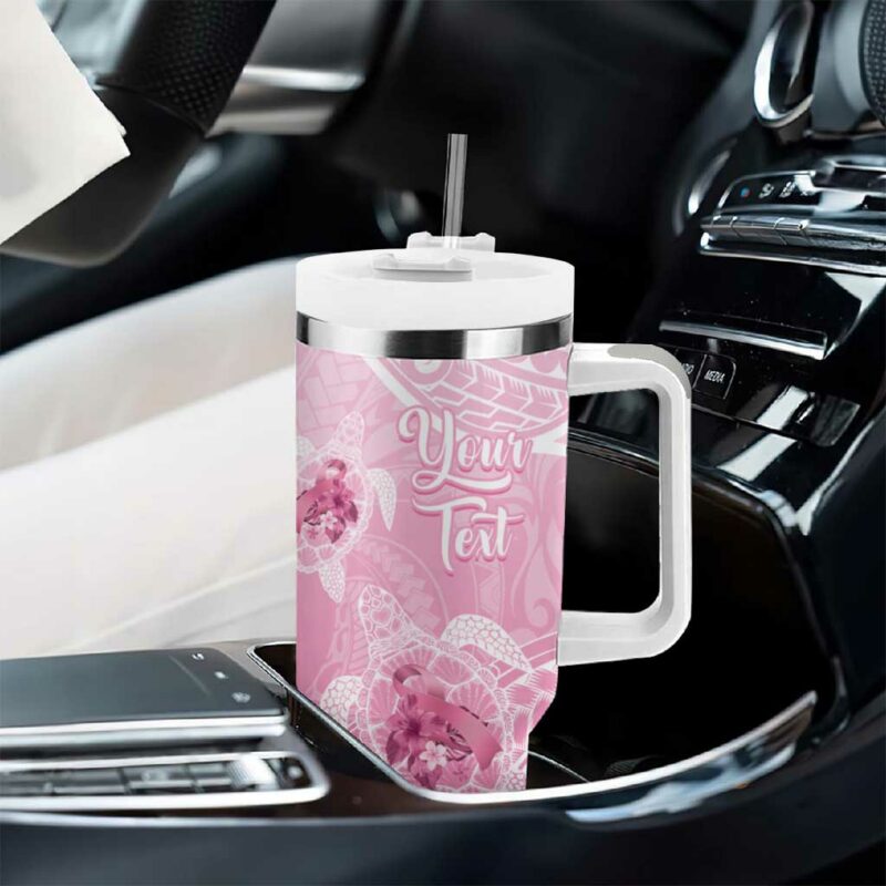 Polynesia Breast Cancer Awareness No One Fights Alone Turtle Ribbon Pink Custom Stanley Quencher 40oz Stainless Steel Tumbler With Handle - Threewoofs - Image 8
