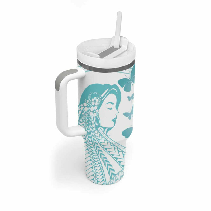 Polynesia Cervical Cancer Awareness Month Polynesian Women Faith Hope Love! Custom Stanley Quencher 40oz Stainless Steel Tumbler With Handle - Threewoofs - Image 2