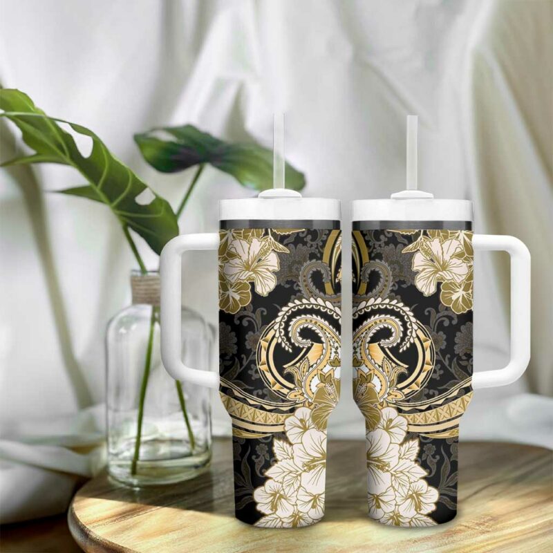 Polynesia Paisley Mix Gold Polynesian Custom Stanley Quencher 40oz Stainless Steel Tumbler With Handle - Threewoofs - Image 9