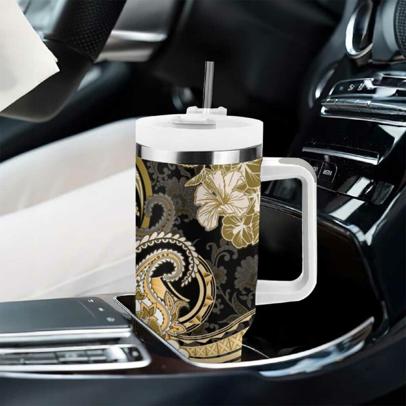 Polynesia Paisley Mix Gold Polynesian Custom Stanley Quencher 40oz Stainless Steel Tumbler With Handle - Threewoofs - Image 8