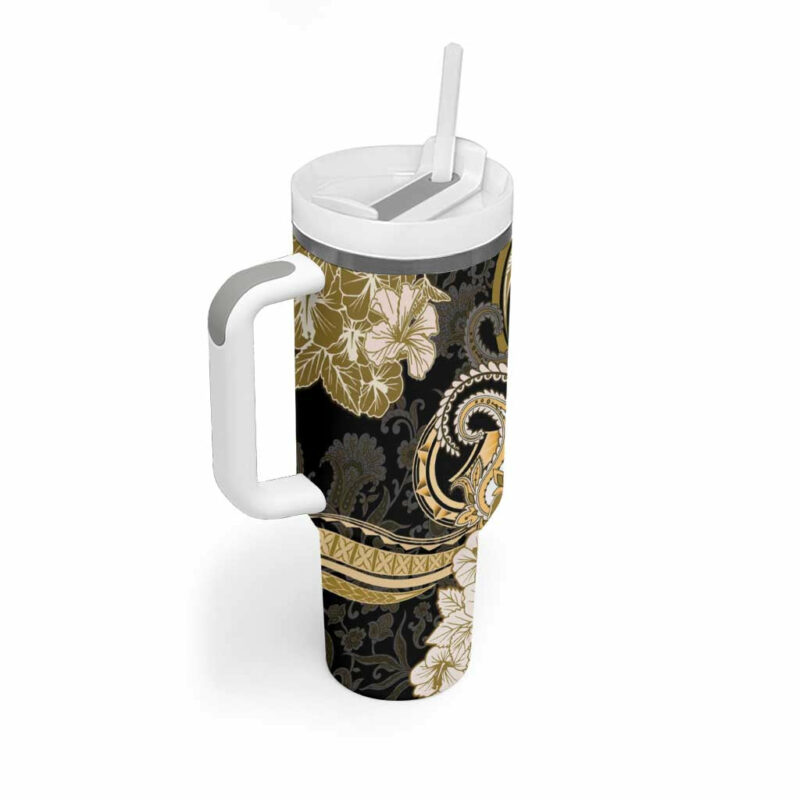 Polynesia Paisley Mix Gold Polynesian Custom Stanley Quencher 40oz Stainless Steel Tumbler With Handle - Threewoofs - Image 2