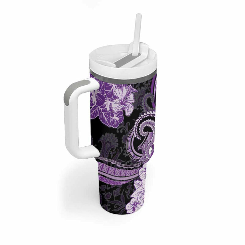 Polynesia Paisley Mix Purple Polynesian Custom Stanley Quencher 40oz Stainless Steel Tumbler With Handle - Threewoofs - Image 2