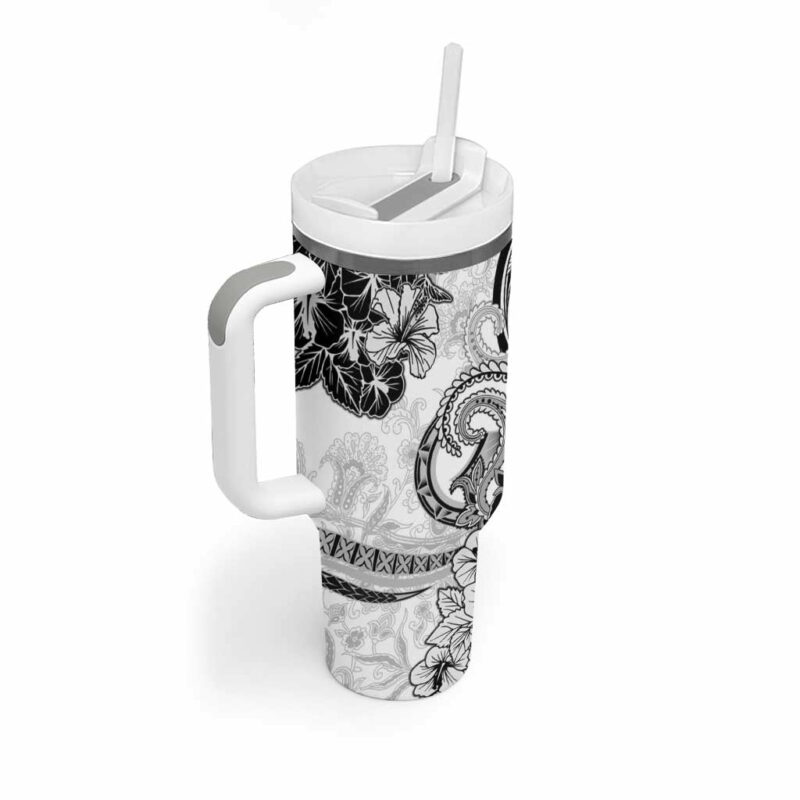 Polynesia Paisley Mix White Polynesian Custom Stanley Quencher 40oz Stainless Steel Tumbler With Handle - Threewoofs - Image 2