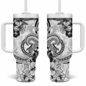 Polynesia Paisley Mix White Polynesian Custom Stanley Quencher 40oz Stainless Steel Tumbler With Handle - Threewoofs
